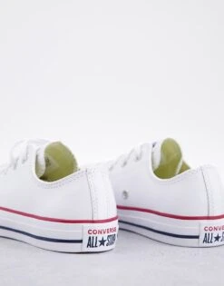 Converse Chuck Taylor All Star Ox Trainers In White Leather For Women 9 Converse Chuck Taylor All Star Ox Trainers In White Leather For Women -Converse Shop 201217206 3