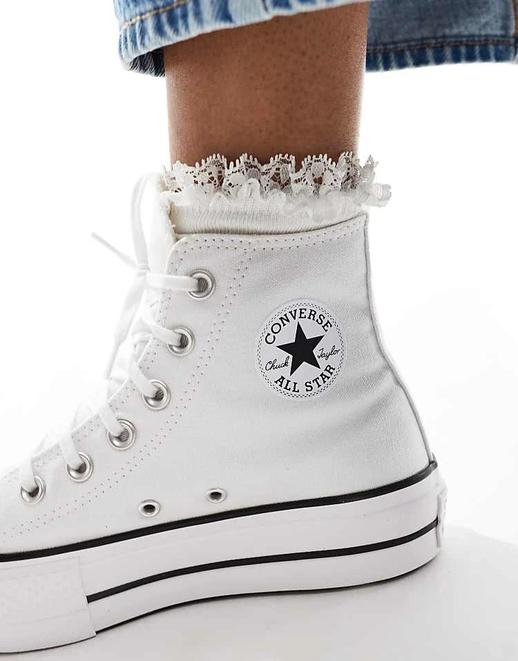 Converse Chuck Taylor Lift Hi Platform Trainers In White - WHITE For Unisex 7 Converse Chuck Taylor Lift Hi Platform Trainers In White - WHITE For Unisex - Image 5