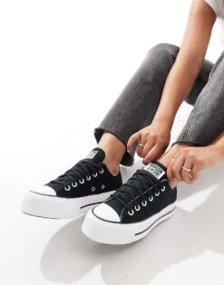 Converse Chuck Taylor Lift Ox Lift Platform Trainers In Black - BLACK For Unisex 13 Converse Chuck Taylor Lift Ox Lift Platform Trainers In Black - BLACK For Unisex -Converse Shop 201217725 1 black 1