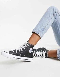 Converse Chuck Taylor Hi Trainers In Black Leather For Unisex 11 Converse Chuck Taylor Hi Trainers In Black Leather For Unisex -Converse Shop 201956348 1 black 1