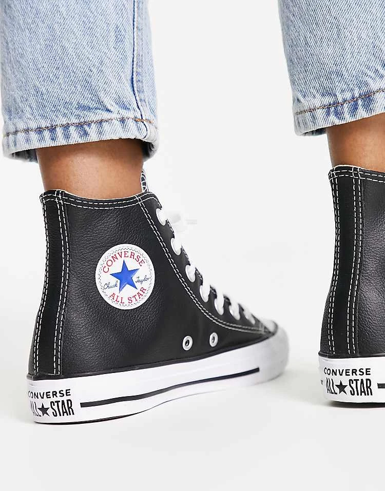 Converse Chuck Taylor Hi Trainers In Black Leather For Unisex 4 Converse Chuck Taylor Hi Trainers In Black Leather For Unisex - Image 2