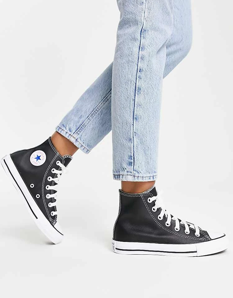 Converse Chuck Taylor Hi Trainers In Black Leather For Unisex 6 Converse Chuck Taylor Hi Trainers In Black Leather For Unisex - Image 4