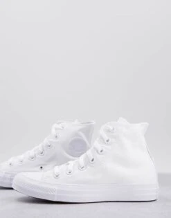 Converse Chuck Taylor All Star Hi Trainers In White Mono For Unisex