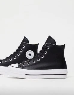 Converse Chuck Taylor All Star Hi Lift Trainers In Black Leather For Unisex 11 Converse Chuck Taylor All Star Hi Lift Trainers In Black Leather For Unisex -Converse Shop 204108958 1 black 1