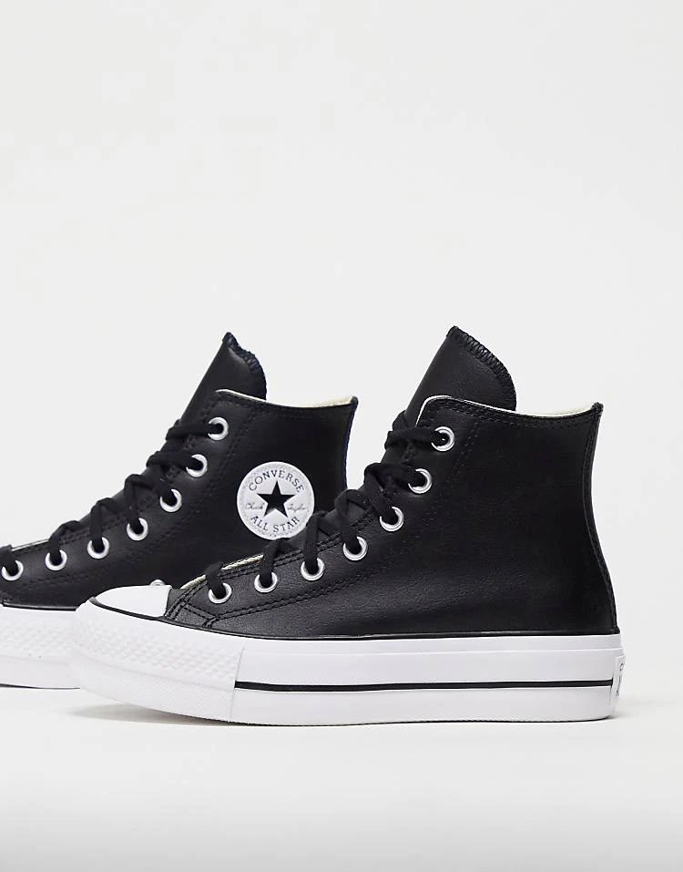 Converse Chuck Taylor All Star Hi Lift Trainers In Black Leather For Unisex 3 Converse Chuck Taylor All Star Hi Lift Trainers In Black Leather For Unisex