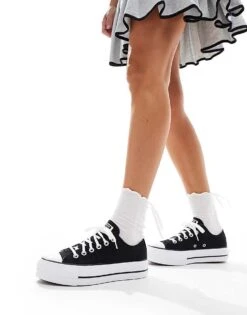 Converse Chuck Taylor All Star Lift Ox Wide Fit Trainers In Black For Women
