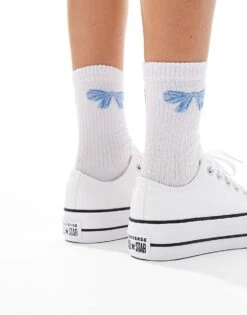 Converse Chuck Taylor All Star Lift Ox Wide Fit Trainers In White For Women -Converse Shop 205648620 3