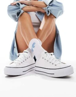 Converse Chuck Taylor All Star Lift Ox Wide Fit Trainers In White For Women -Converse Shop 205648620 5