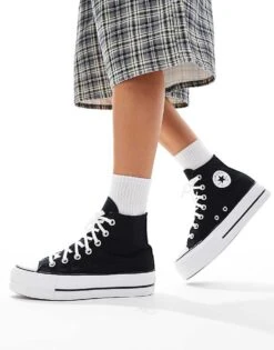 Converse Chuck Taylor All Star Hi Lift Wide Fit Trainers In Black For Women
