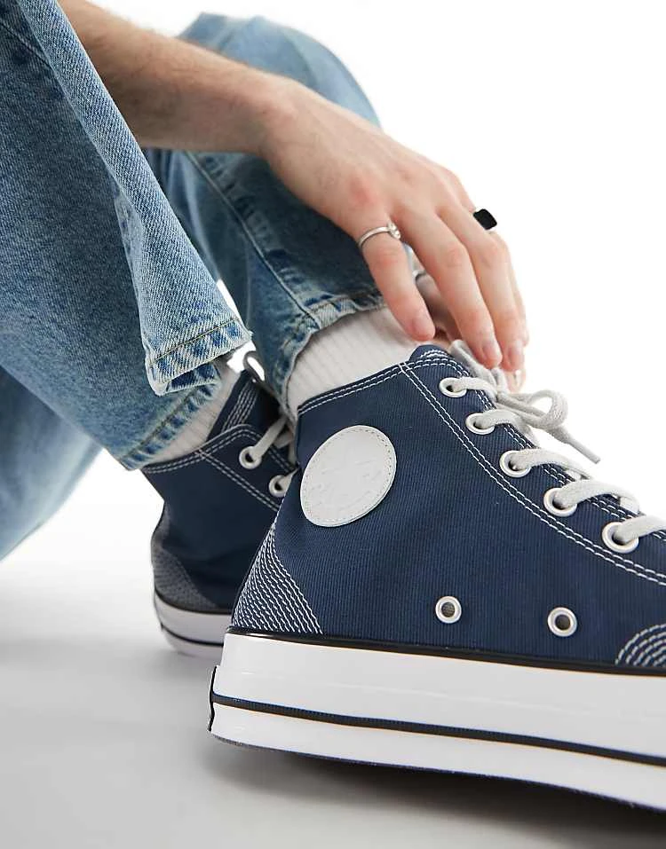 Converse Chuck 70 Hi Trainers In Navy For Unisex Mid Blue 6 Converse Chuck 70 Hi Trainers In Navy For Unisex Mid Blue - Image 4
