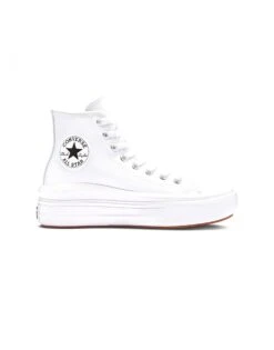 Converse Chuck Taylor All Star Move Platform Leather In White/black/white For Women