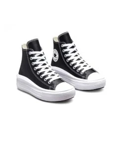 Converse Chuck Taylor All Star Move Platform Leather In Black/white/white For Women -Converse Shop 205869010 2