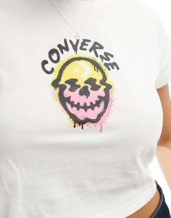 Converse Spray Paint Skull Tee In White For Women -Converse Shop 206034654 4