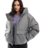 Converse Short Puffer Jacket In Grey For Women Light Grey