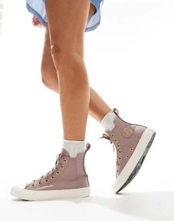 Converse Chuck Taylor All Star Hi Trainers In Dusky Pink For Women -Converse Shop 206037868 1 pink 1