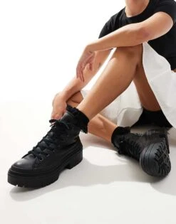 Converse Chuck Taylor All Star Lugged Hi Heel In Triple Black For Women