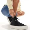Converse Chuck Taylor All Star Lift Hi Trainers In Black Leather Look For Women