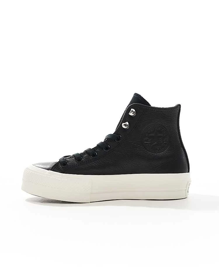 Converse Chuck Taylor All Star Lift Hi Trainers In Black Leather Look For Women 4 Converse Chuck Taylor All Star Lift Hi Trainers In Black Leather Look For Women - Image 2