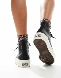 Converse Chuck Taylor All Star Lift Hi Trainers In Black Leather Look For Women 11 Converse Chuck Taylor All Star Lift Hi Trainers In Black Leather Look For Women -Converse Shop 206038023 4