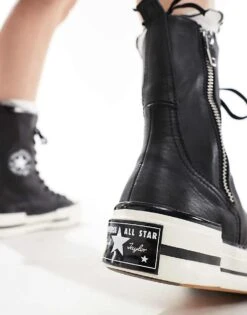 Converse Chuck 70 Plus X Hi Boots In Black Leather For Women -Converse Shop 206038070 3