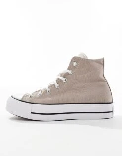 Converse Chuck Taylor All Star Lift Hi Trainers In Stone For Unisex -Converse Shop 206038120 2
