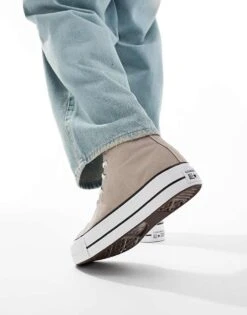 Converse Chuck Taylor All Star Lift Hi Trainers In Stone For Unisex -Converse Shop 206038120 4