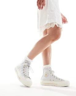 Converse Chuck Taylor All Star Lift Hi Trainers In Grey With Gold Details For Unisex Light Grey 9 Converse Chuck Taylor All Star Lift Hi Trainers In Grey With Gold Details For Unisex Light Grey -Converse Shop 206038166 2
