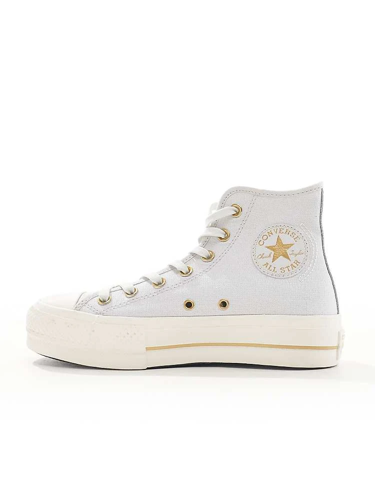 Converse Chuck Taylor All Star Lift Hi Trainers In Grey With Gold Details For Unisex Light Grey 7 Converse Chuck Taylor All Star Lift Hi Trainers In Grey With Gold Details For Unisex Light Grey - Image 5
