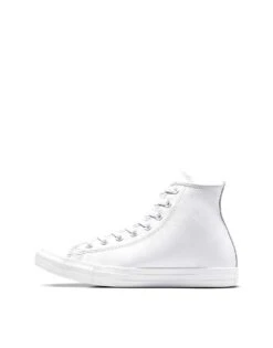 Converse Chuck Taylor All Star Hi Leather In White Monochrome For Unisex