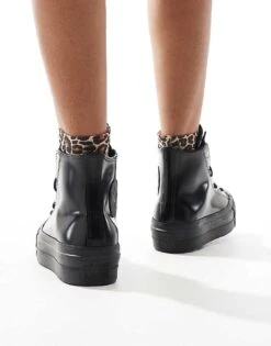 Converse Chuck Taylor All Star Hi Lift Leather Trainers In Black For Unisex -Converse Shop 206826134 5