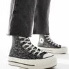 Converse Chuck Taylor All Star Hi Lift Trainers In Black Glitter For Women -Converse Shop 206826163 1 black
