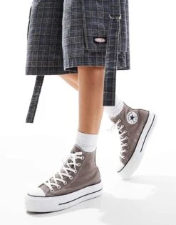 Converse Chuck Taylor All Star Hi Lift Trainers In Grey For Unisex
