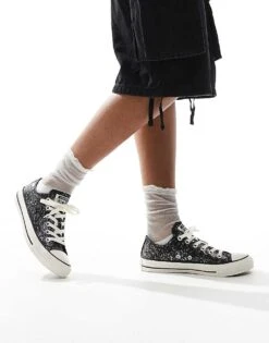 Converse Chuck Taylor All Star Ox Trainers In Black Glitter For Unisex -Converse Shop 206826586 1 black 1