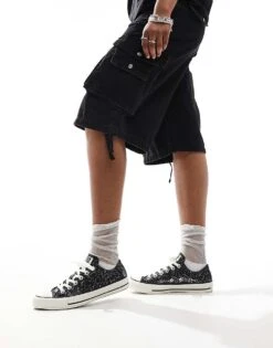 Converse Chuck Taylor All Star Ox Trainers In Black Glitter For Unisex -Converse Shop 206826586 5