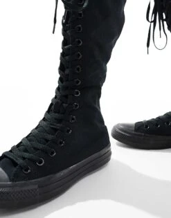Converse Chuck Taylor All Star Knee XXX HI Trainers In Triple Black For Women -Converse Shop 206826628 3