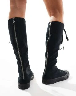Converse Chuck Taylor All Star Knee XXX HI Trainers In Triple Black For Women -Converse Shop 206826628 4