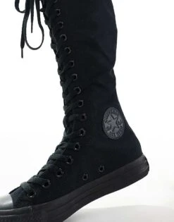 Converse Chuck Taylor All Star Knee XXX HI Trainers In Triple Black For Women -Converse Shop 206826628 5