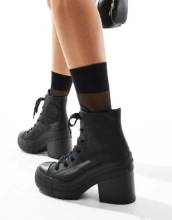 Converse Chuck 70 De Luxe Hi Heel In Black Leather For Women -Converse Shop 206826752 4