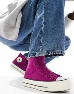 Converse Chuck Taylor All Star Hi Lift Trainers In Purple For Unisex