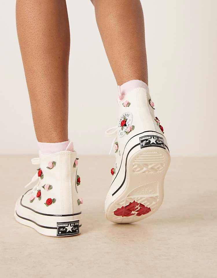 Converse Hearts Chuck 70 Hi Trainers In White With Roses For Women 5 Converse Hearts Chuck 70 Hi Trainers In White With Roses For Women - Image 3