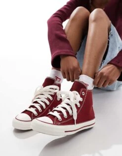 Converse Chuck Taylor All Star Hi Trainers In Burgundy For Women