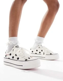 Converse Chuck Taylor All Star Ox Lift Trainers In White Polka Dot For Women -Converse Shop 207333959 1 white 1