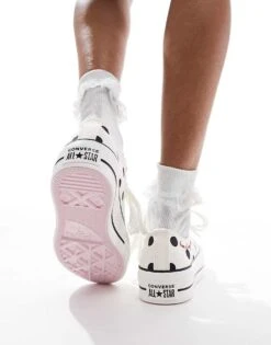 Converse Chuck Taylor All Star Ox Lift Trainers In White Polka Dot For Women -Converse Shop 207333959 5