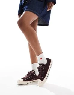 Converse Chuck Taylor All Star Ox Trainers In Burgundy With Trim For Women Black
