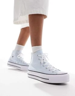 Converse Chuck Taylor All Stars Lift Trainers In Baby Blue For Women Mid Blue -Converse Shop 207333991 5