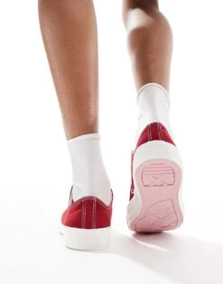 Converse Chuck Taylor All Star Ox Trainers In Red With Gingham Laces For Women -Converse Shop 207334475 3