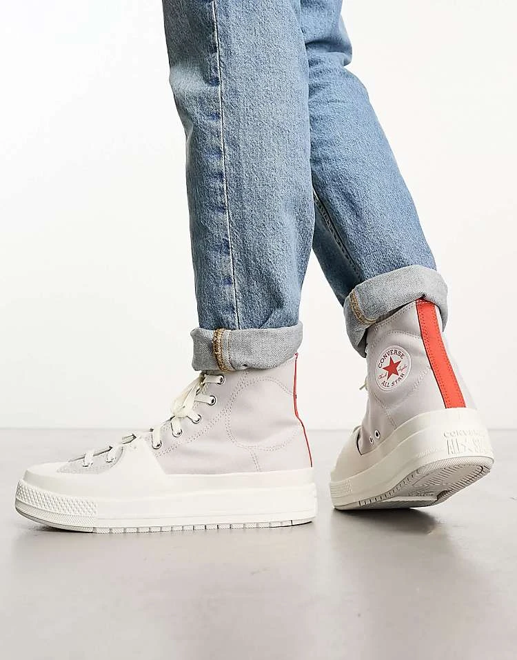 Converse CTAS Hi Construct In Grey And Red For Unisex 3 Converse CTAS Hi Construct In Grey And Red For Unisex