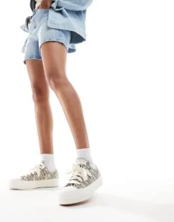 Converse Chuck Taylor All Star Ox Lift Trainers In Zebra Print For Women Multi