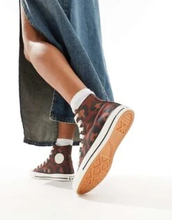 Converse Chuck Taylor All Star Hi Trainers In Leopard Print For Unisex Brown 10 Converse Chuck Taylor All Star Hi Trainers In Leopard Print For Unisex Brown -Converse Shop 207766318 3
